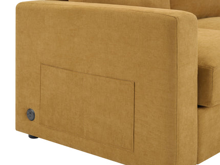 Modern L-Shaped Sectional Sofa With Curved Chaise, USB Ports, And Side Storage Pockets