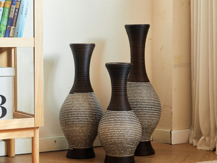 Tall Designer Floor Vase With Elegant 2 Tone