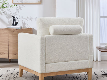 Wide Modern Performance Accent Chair With Natural Legs