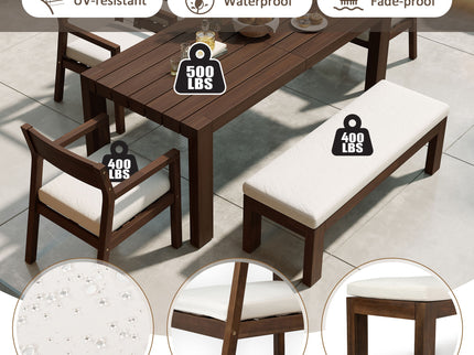 Outdoor Dining Set Rectangular Table With Umbrella Hole