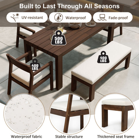 Outdoor Dining Set Rectangular Table With Umbrella Hole