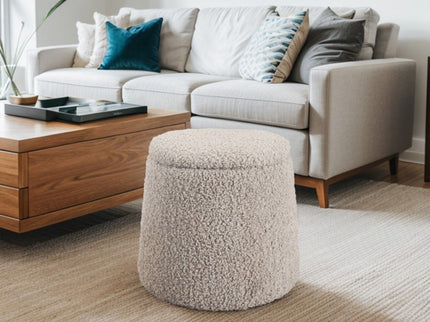 Elegant Round Storage Ottoman Upholstered