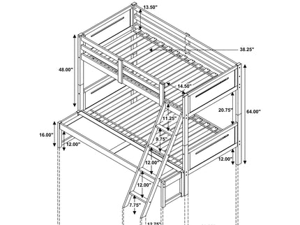Bunk Bed With Built In Ladder, Safety Guardrails And Angled Access Step