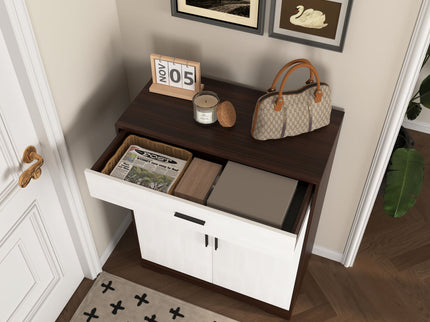 Freestanding Wooden Shoe Cabinet, 4 Tier Organizer With Drawer