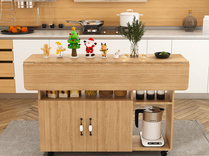 Multi Functional Folding Table With Storage Shelves And Wheels