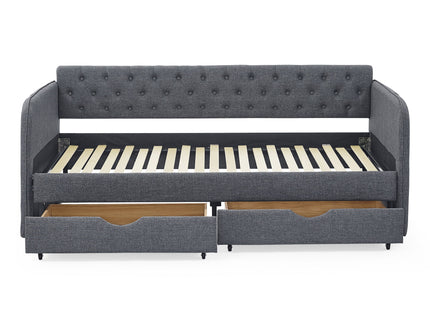 Daybed With Trundle And Storage Drawers, Flat Arms With Pocket