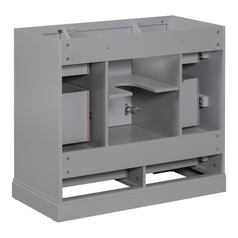 36" Bathroom Vanity Without Sink, Cabinet Base Only, 6 Drawers, Multi Functional Drawer Divider, Adjustable Shelf - Gray