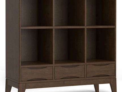 Harper - Low 6 Cube Storage With Drawers - Walnut Brown