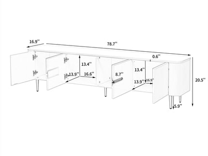 Minimalist TV Stand For TVs Up To 85", Modern Entertainment Center Media Console With 4 Spacious Cabinets For Living Room