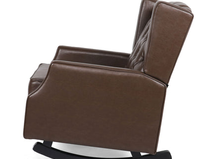 Amedou - Contemporary Tufted Wingback Rocking Chair - Dark Brown