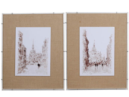 European Cities Watercolor Framed Prints (Set of 2) - Brown