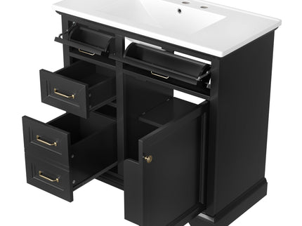 Modern Bathroom Vanity With Sink Top, 4 Drawers And 1 Soft-Close Door