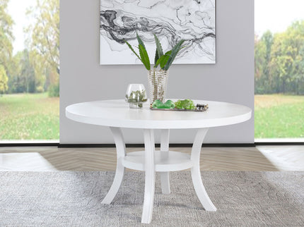 Tyler - Round Dining Table With Shelf Round Table - White