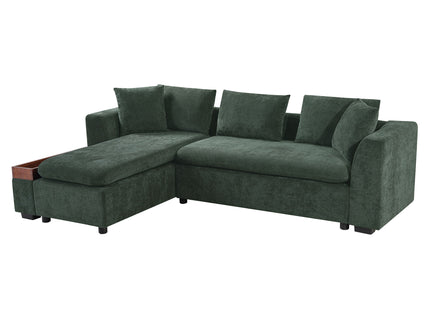 Modern L Shaped Sectional Sofa With Upholstery And Wooden Storage