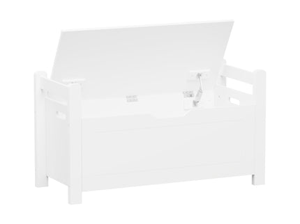 Kids Toy Box Chest Storage Cabinet With Cushion Seat Bench Flip Top Lid Safety Hinge - White