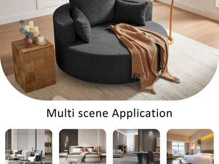 360° Swivel Chair Accent Barrel Chair With Removable Pillows