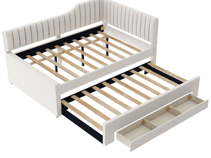 Upholstered Daybed With Trundle And 3 Drawers
