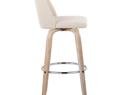 Toriano - Contemporary Fixed Height Barstool With Swivel & Round Footrest (Set of 2)