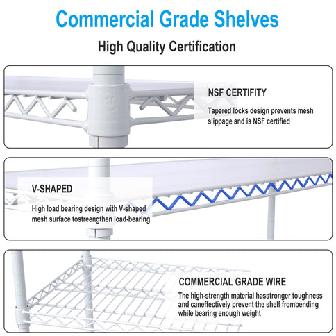 6 Tier 6000Lbs Capacity Nsf Metal Shelf Wire Shelving Unit, Heavy Duty Adjustable Storage Rack With Wheels & Shelf Liners For Commercial Grade Utility Steel Storage Rack