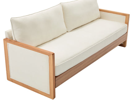 Modern 3 Seater Sofa With Wood Armrests