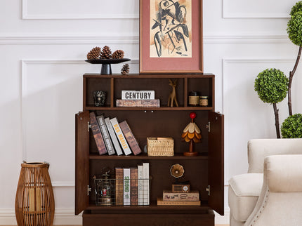 Fluted Sideboard Buffet Cabinet With 2 Doors And Adjustable Shelf, Storage Cabinet For Entryway