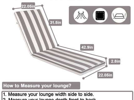 Outdoor Lounge Chair Cushion Replacement Patio Funiture Seat Cushion Chaise Lounge Cushion