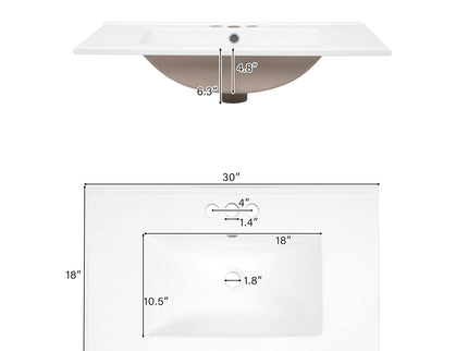 Modern Bathroom Vanity With Sink, Storage Cabinet, Soft Close Doors, Deep & Standard Drawers