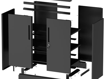 Heavy Duty Storage Cabinet With Lock, 2 Door File Cabinet With 2 Adjustable Shelves - Black