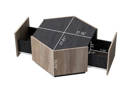 Hexagonal Rural Style Garden Retro Living Room Table With Drawer