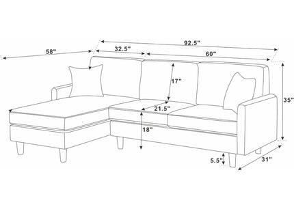 Upholstered Sectional With Toss Pillows