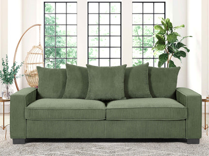 Luxe Sofa With 5 Matching Toss Pillows, Sleek Design, Spacious And Comfortable 3 Seater Couch