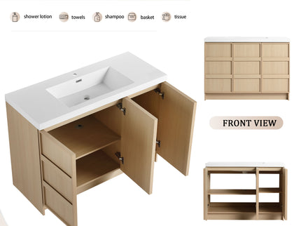 Freestanding Bathroom Vanity With Sink & 2 Soft Close Cabinet Doors