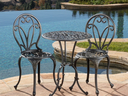 Thomas - 3 Pieces Cast Bistro Set - Black / Gold
