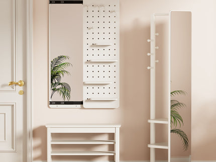 Wall Mounted Full Length Mirror With Shelf And Hook
