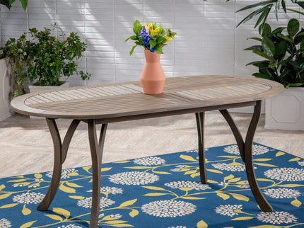 Outdoor Table With Smooth Lines, Slat Top