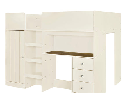 Loft Bed With Built In Wardrobe, Desk, Shelves, And Drawers