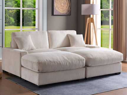 4 Seater Oversized Sectional Sofa With 2 Ottoman And 2 Pillows