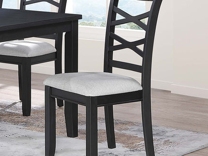 Dining Set 6 Piece With Table And Upholstered X Back Chairs - Charcoal