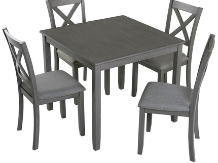 5 Piece Dining Table Set With 4 Chairs For Kitchen - Gray