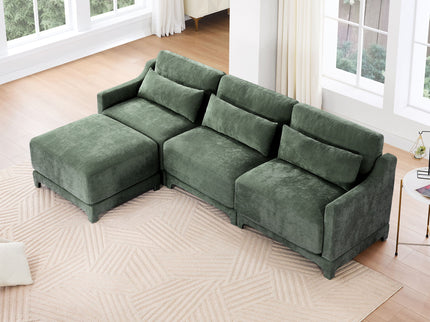 Stylish Sofa With Ottoman And Lumbar Pillows, Ergonomic Design