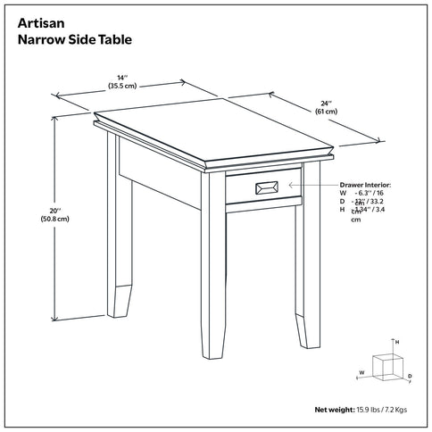 Artisan - Handcrafted Narrow Side Table