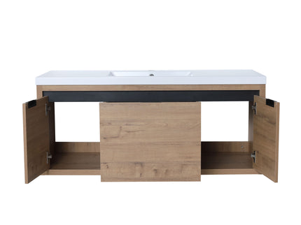 Floating Bathroom Vanity With Resin Sink And Soft Close Doors