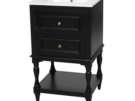 Retro Design Bathroom Vanity With Sink, 2 Drawer Storage Cabinet