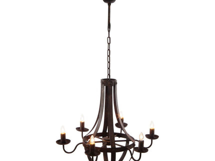 6 Light Metal Chandelier, Hanging Light Fixture With Adjustable Chain For Kitchen, Bulb Not Included - Black