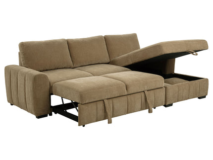 Logan - Sleeper Sectional Sofa With Right Arm Chaise - Camel