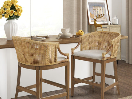 Casual Handcrafted Rattan Counter Stool