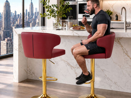 Adjustable Swivel Bar Chair With High Back Support