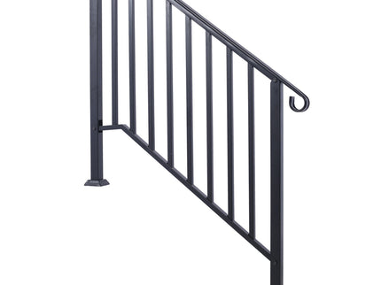 Handrails For Outdoor Steps, Fit 2 Or 3 Steps Outdoor Stair Railing, Wrought Iron Handrail, Flexible Porch Railing, Transitional Handrails For Concrete Steps Or Wooden Stairs