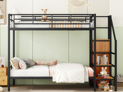 Bunk Bed With Lateral Storage Ladder And Wardrobe
