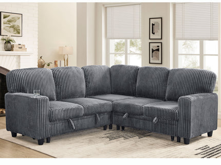 L-Shaped Sofa With Pull Out Sofa Bed With USB